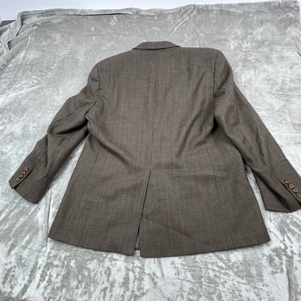 Ralph Lauren Men's 44R 100% Wool Houndstooth Sport Coat Blazer Brown